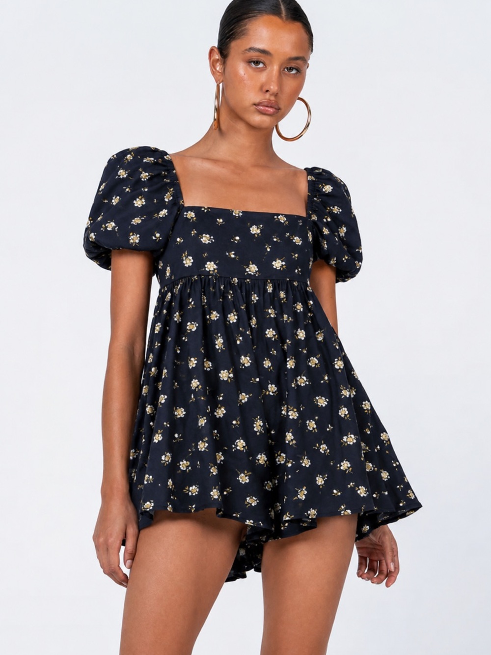 Princess Polly Lorna Romper Black & Yellow Floral